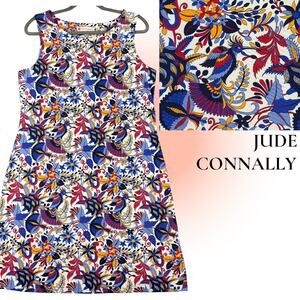 Jude Connally Dress XL Beth Hummingbird Floral Resortwear Cruise Stretchy Knit